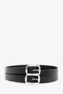 Black leather belt with double buckle  