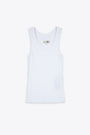 White ribbed cotton tank top with logo 