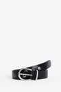 Cintura nera in pelle con occhielli in metallo - Eyelet Belt 3cm 