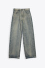 Pantalone baggy in denim blu medio sabbiato - Geth Jeans 