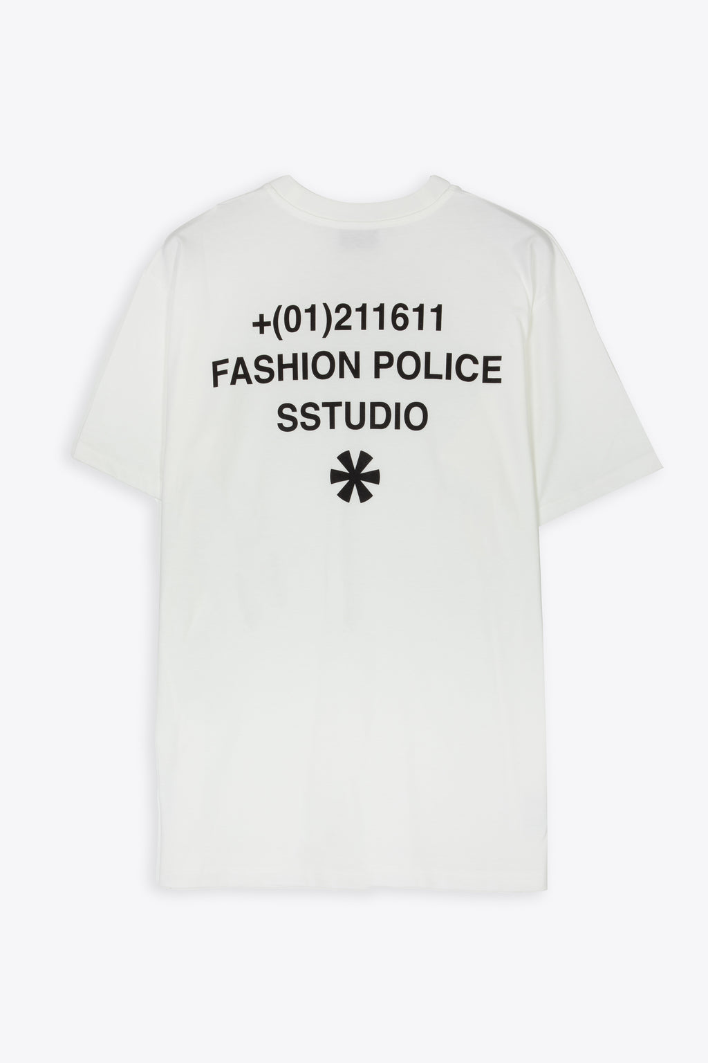 alt-image__T-shirt-in-cotone-panna-con-stampa-sul-retro---Fashion-police-tee